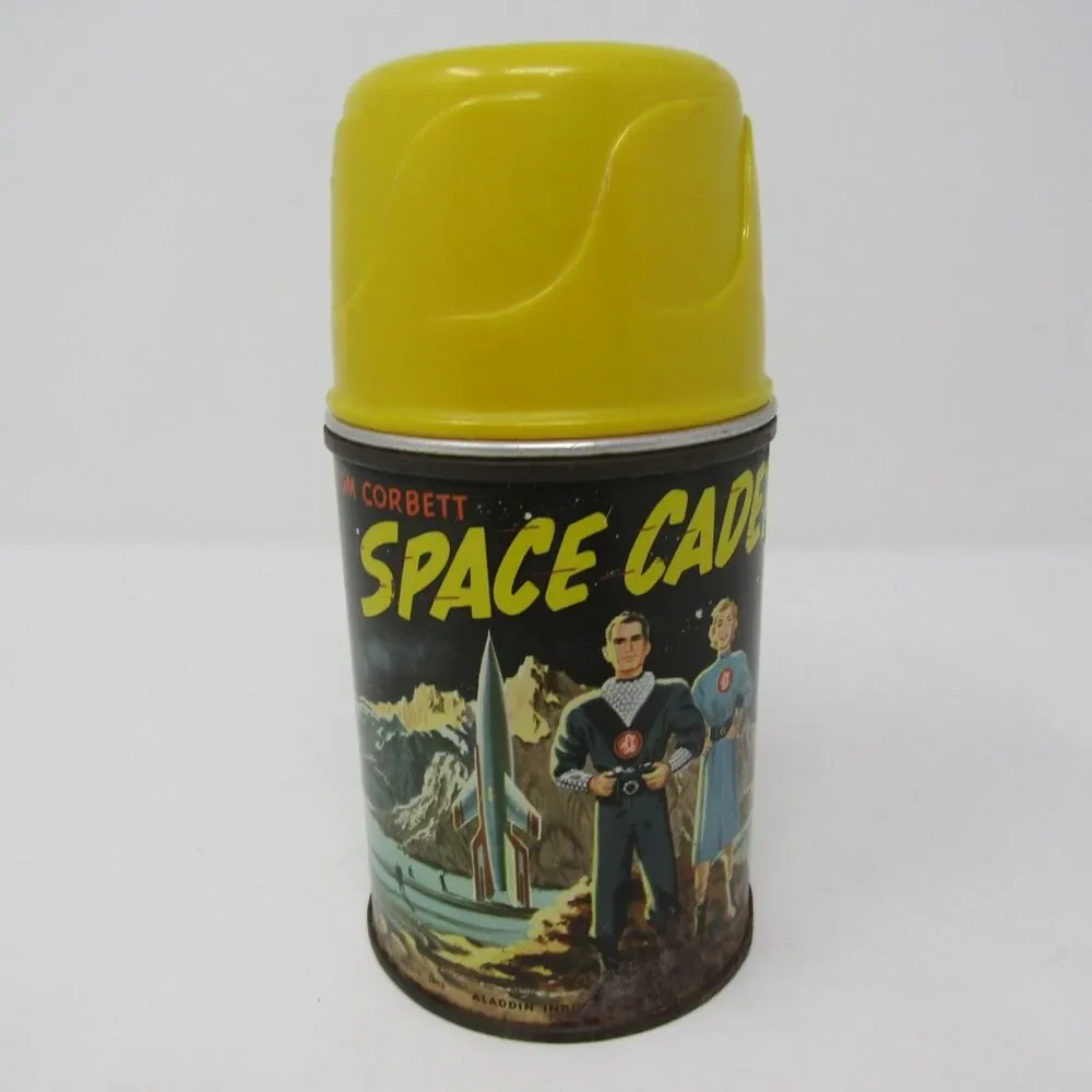 Vintage Tom Corbett Space Cadet Thermos Bottle Aladdin 1952 Sci-Fi Collectible